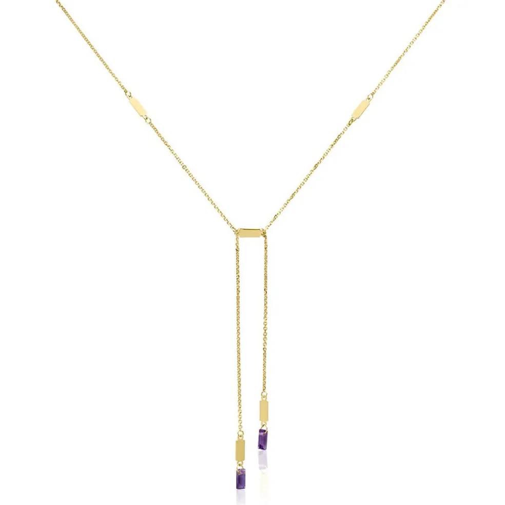 Collier Lavender Or Jaune Améthyste