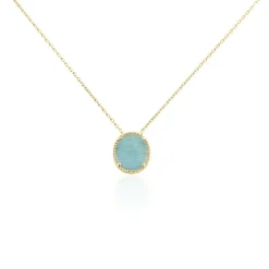 Collier Leeve Plaqué Or Jaune Amazonite