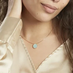 Collier Leeve Plaqué Or Jaune Amazonite