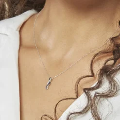 Collier Ligera Or Blanc Saphir Et Diamant