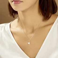 Collier Lilio Argent Blanc Perle De Culture Et Oxyde De Zirconium