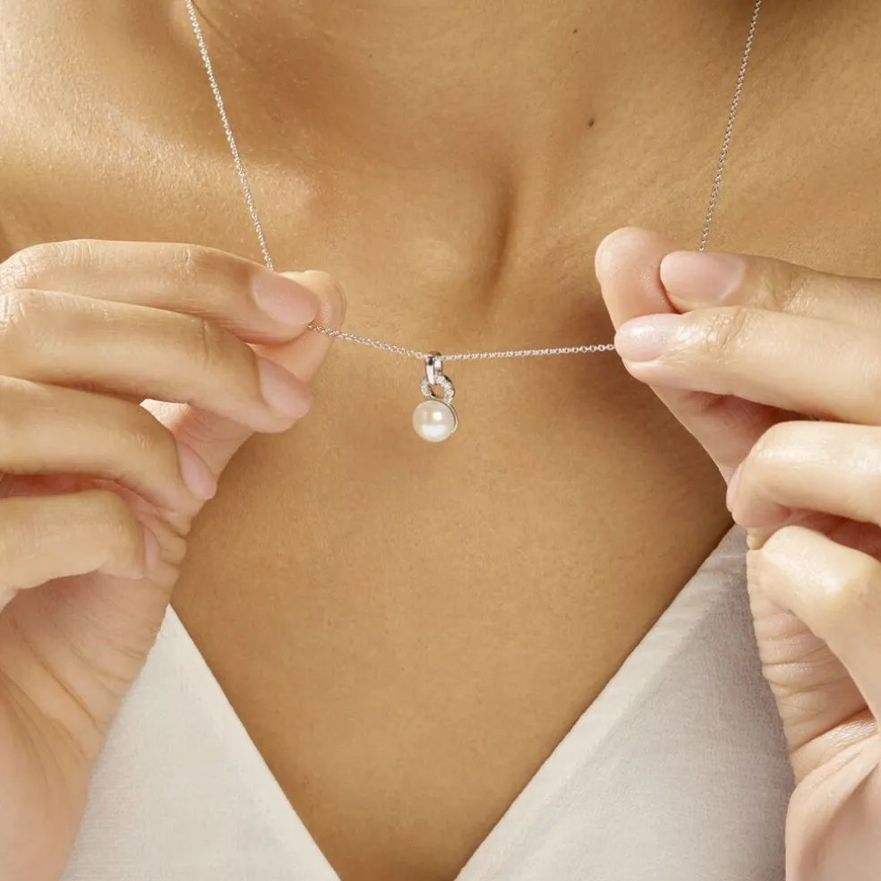 Collier Lilio Argent Blanc Perle De Culture Et Oxyde De Zirconium