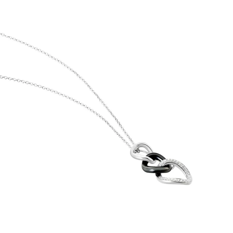 Collier Link Argent Blanc Céramique Et Oxyde De Zirconium
