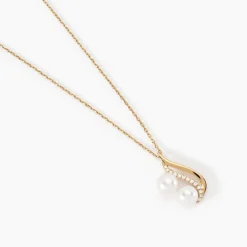 Collier Loeva Or Jaune Perle De Culture Et Oxyde De Zirconium