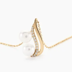 Collier Loeva Or Jaune Perle De Culture Et Oxyde De Zirconium