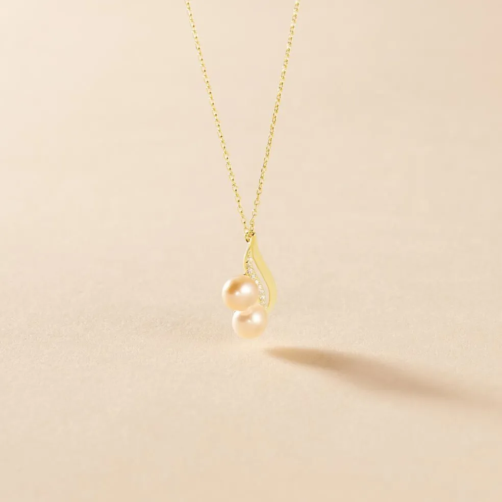 Collier Loeva Or Jaune Perle De Culture Et Oxyde De Zirconium