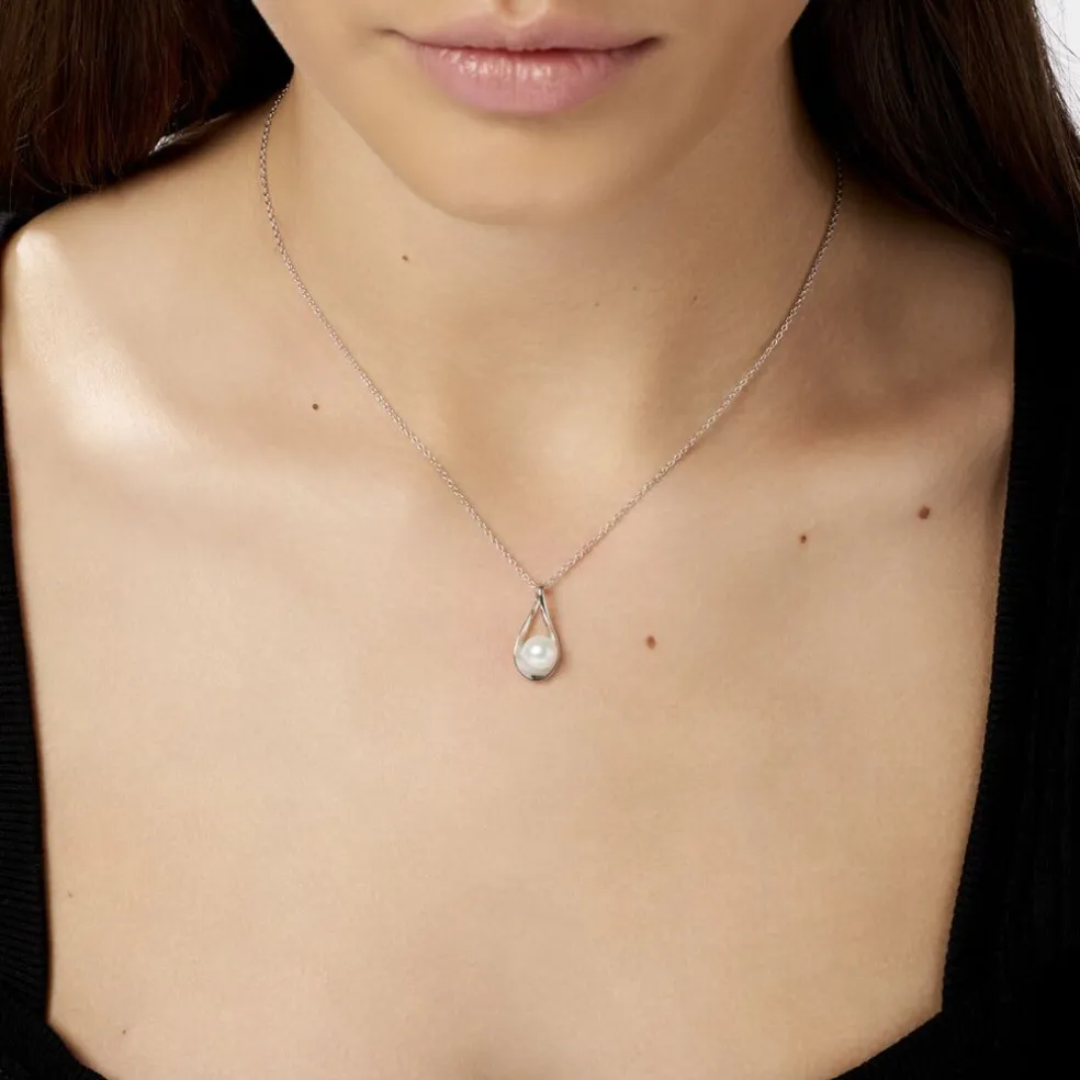 Collier Loren Argent Blanc Perle De Culture