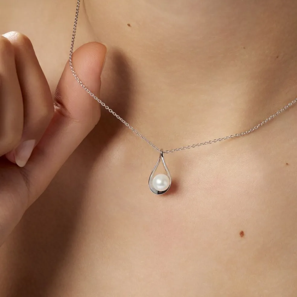 Collier Loren Argent Blanc Perle De Culture