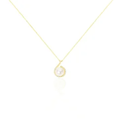 Collier Lucinda Or Jaune Perle De Culture Et Oxyde De Zirconium
