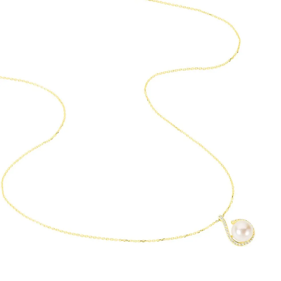 Collier Lucinda Or Jaune Perle De Culture Et Oxyde De Zirconium