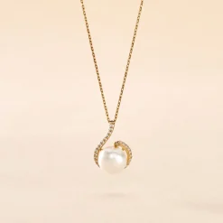 Collier Lucinda Or Jaune Perle De Culture Et Oxyde De Zirconium