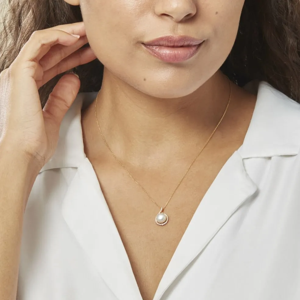 Collier Lucinda Or Jaune Perle De Culture Et Oxyde De Zirconium