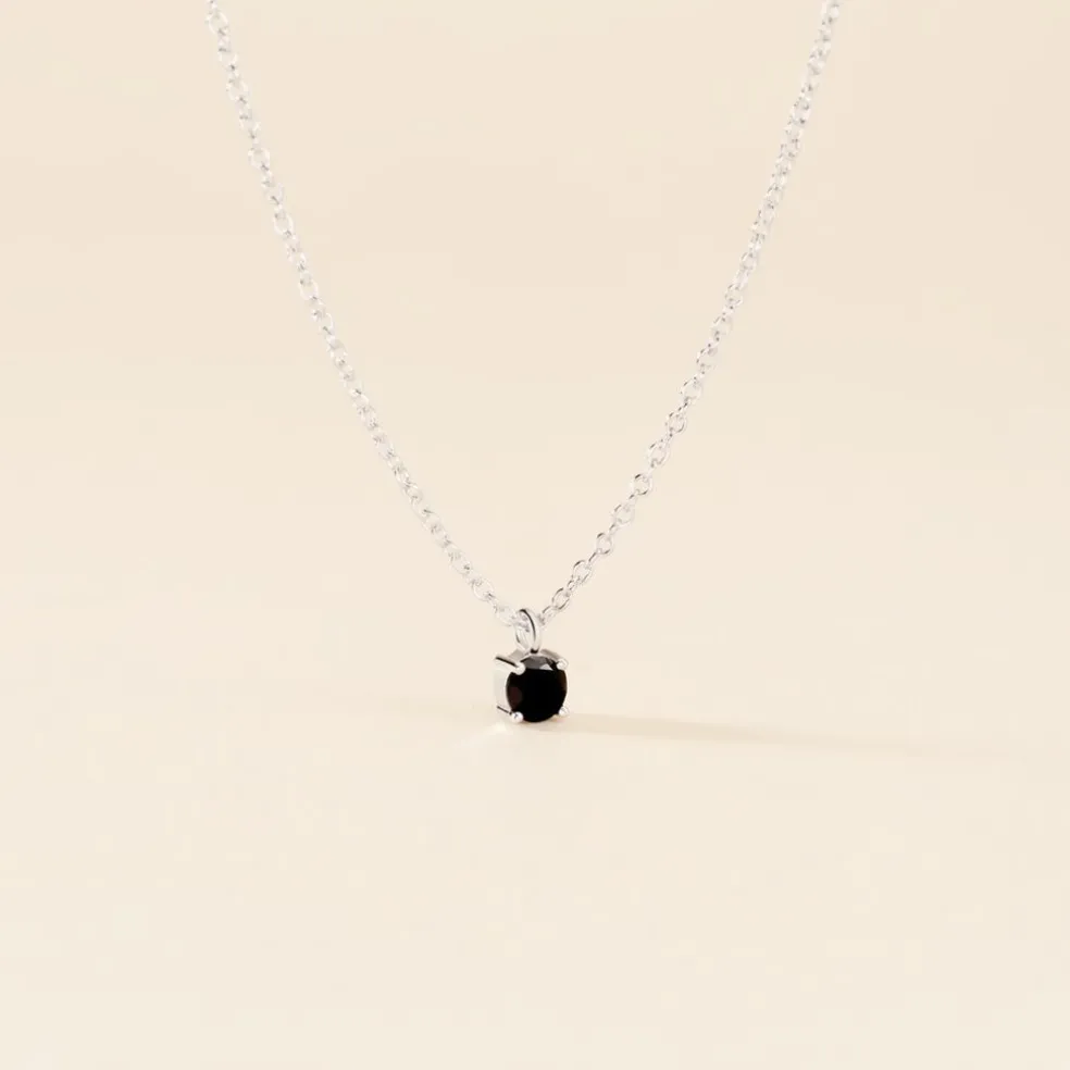 Collier Lylwenn Argent Blanc Oxyde De Zirconium Noir