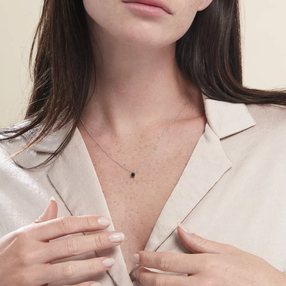 Collier Lylwenn Argent Blanc Oxyde De Zirconium Noir