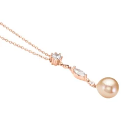 Collier Lynes Argent Rose Perle De Culture Et Oxyde De Zirconium