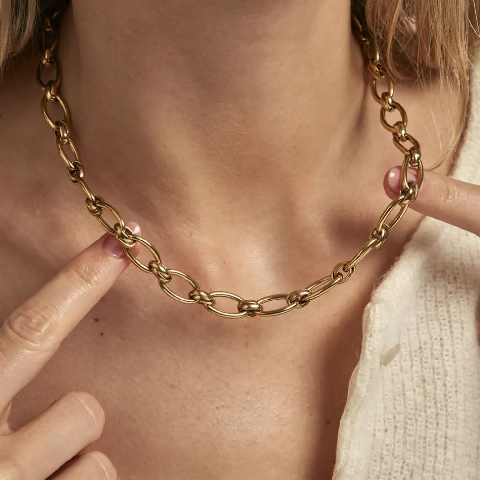 Collier Maille Perry Acier Doré