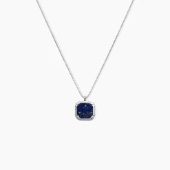 Collier Mani Argent Blanc Lapis Lazuli