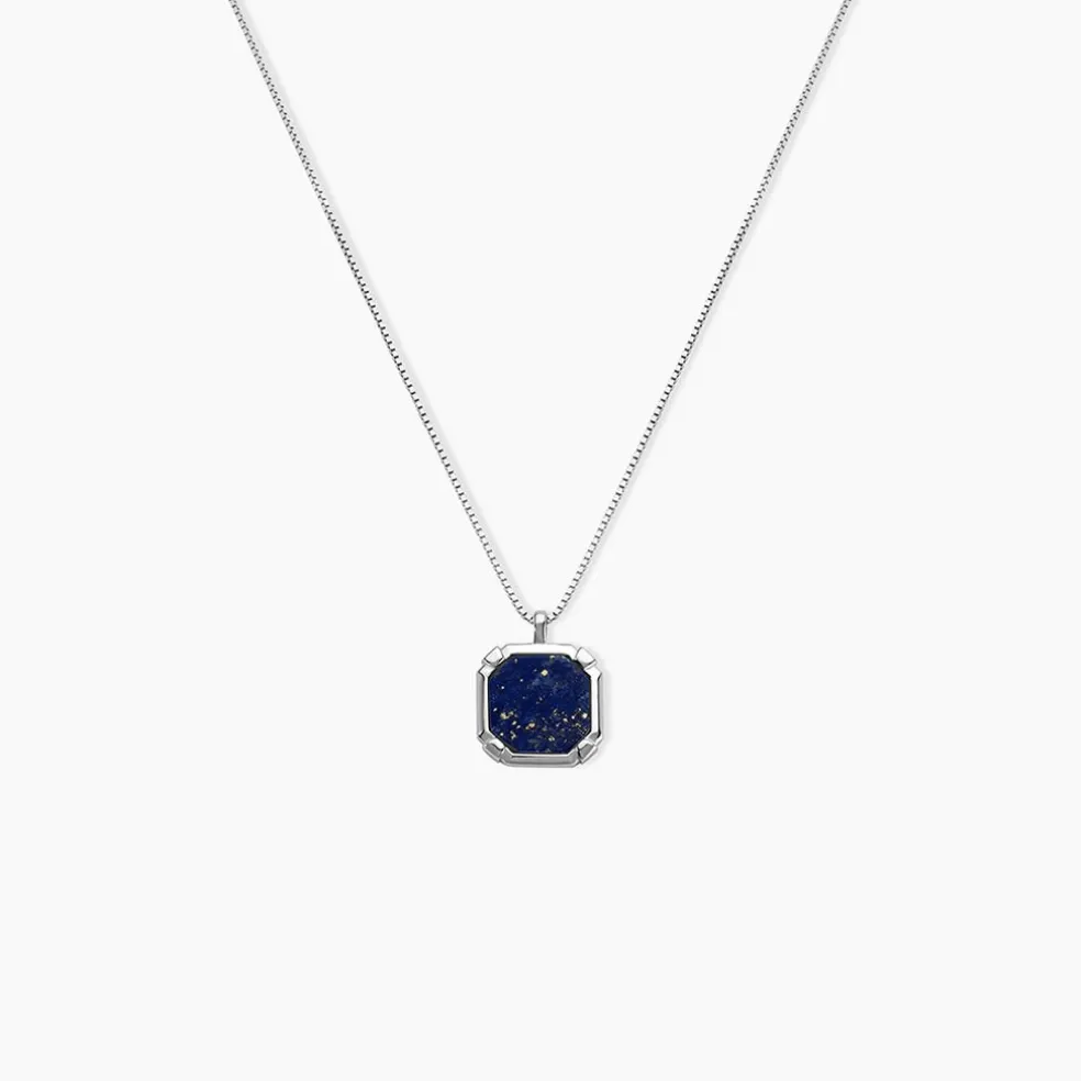 Collier Mani Argent Blanc Lapis Lazuli