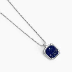 Collier Mani Argent Blanc Lapis Lazuli