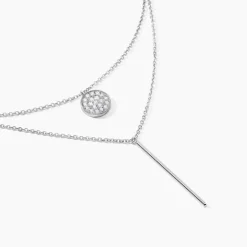 Collier Manna Argent Blanc Oxyde De Zirconium