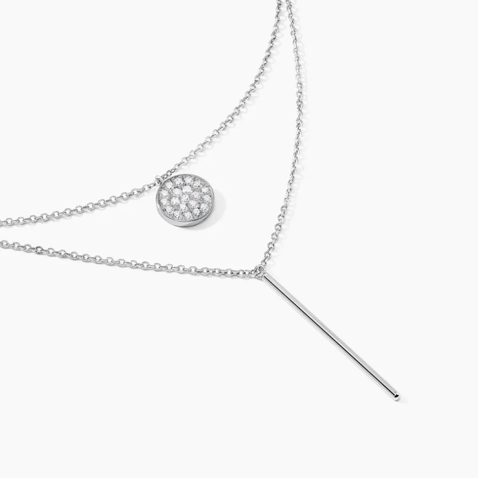 Collier Manna Argent Blanc Oxyde De Zirconium