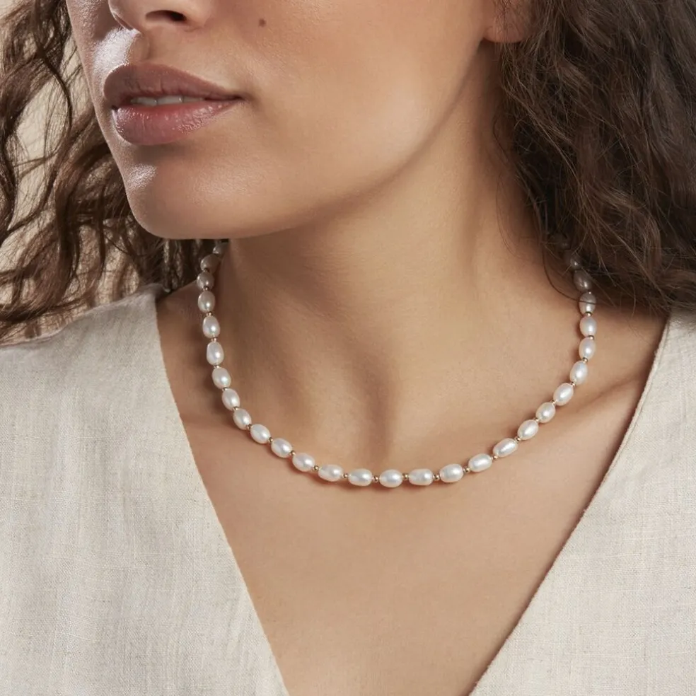 Collier Marame Or Jaune Perle De Culture