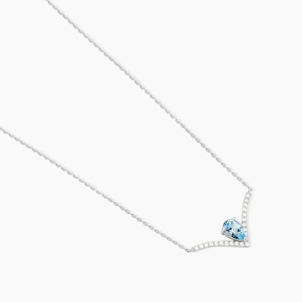 Collier Marlene Or Blanc Topaze Et Oxyde De Zirconium