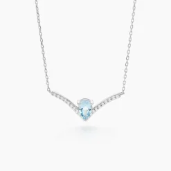 Collier Marlene Or Blanc Topaze Et Oxyde De Zirconium