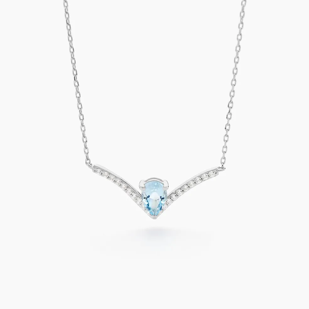 Collier Marlene Or Blanc Topaze Et Oxyde De Zirconium