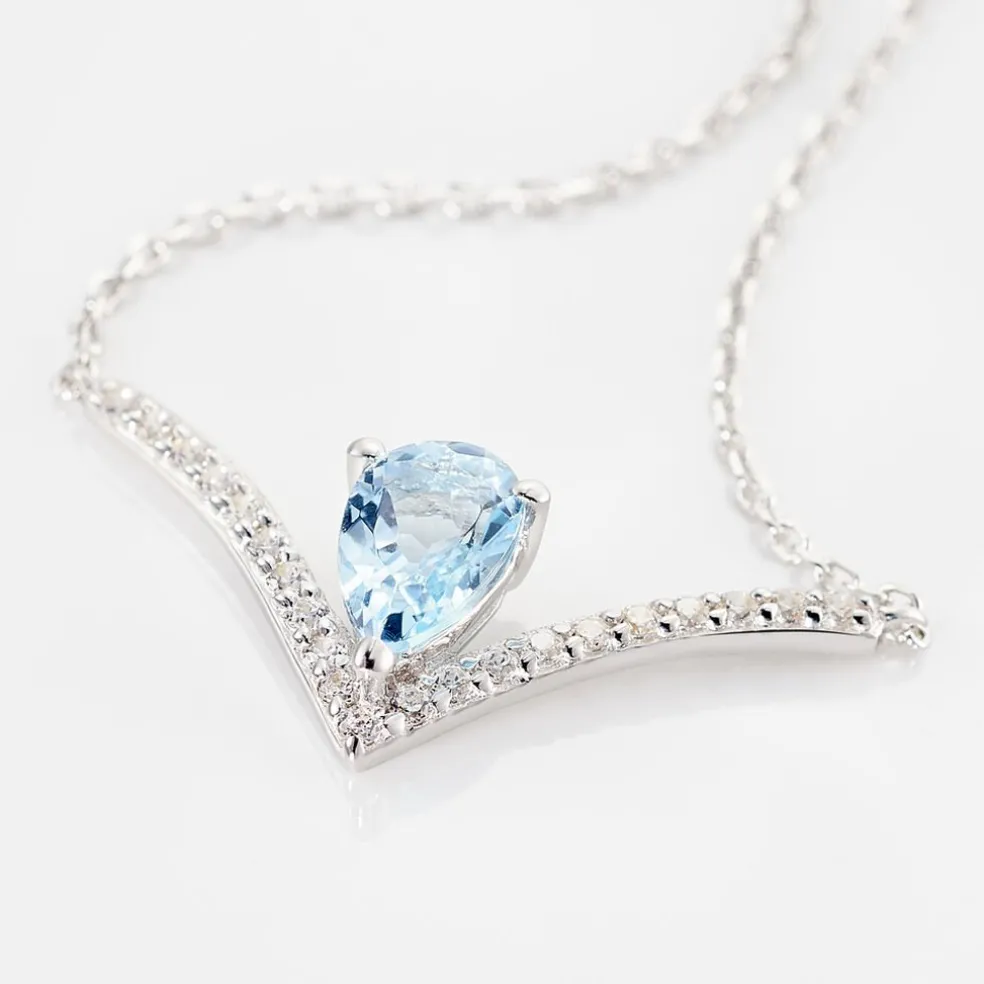 Collier Marlene Or Blanc Topaze Et Oxyde De Zirconium