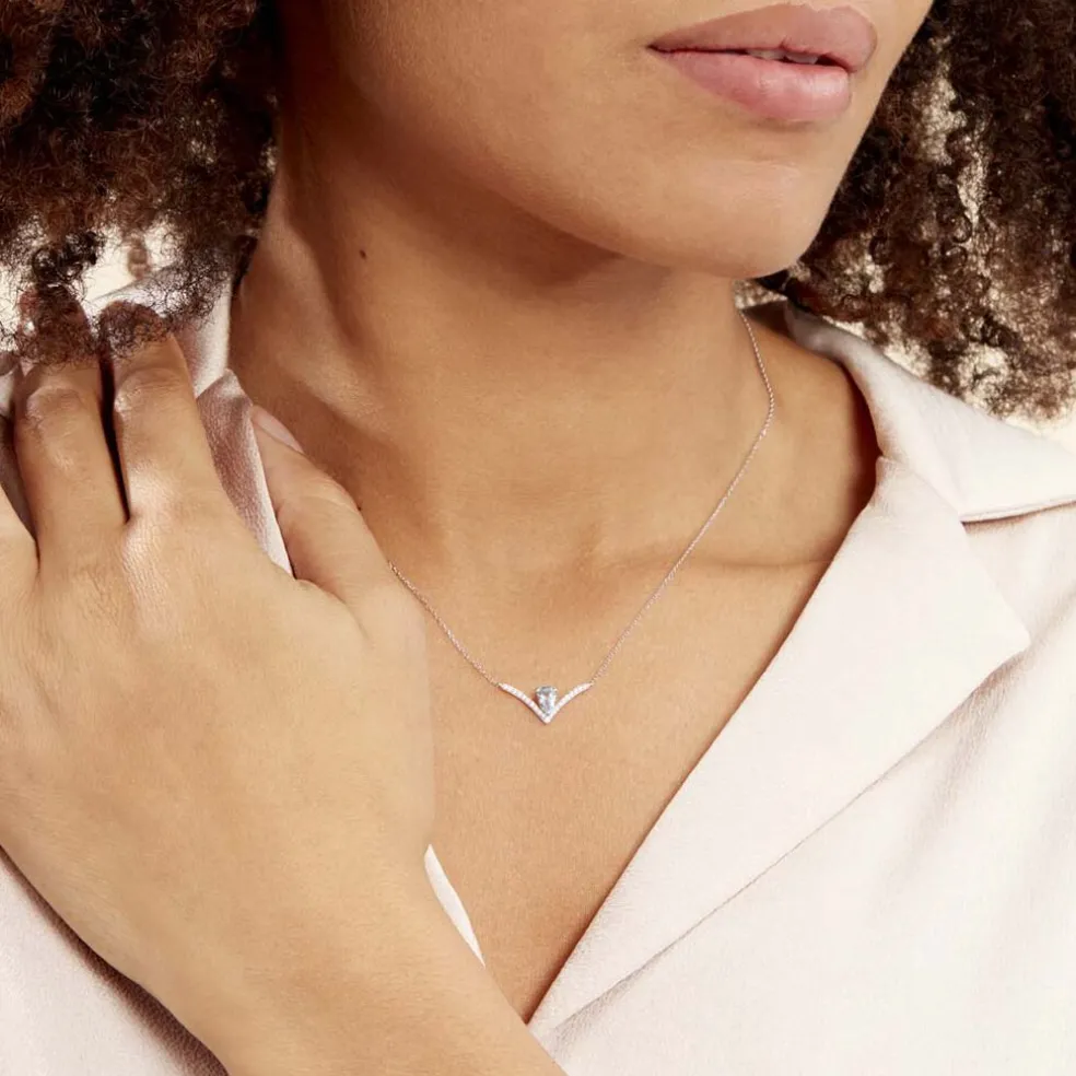 Collier Marlene Or Blanc Topaze Et Oxyde De Zirconium