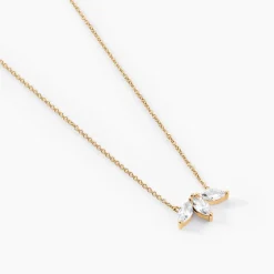 Collier Marquise Or Jaune Oxyde De Zirconium