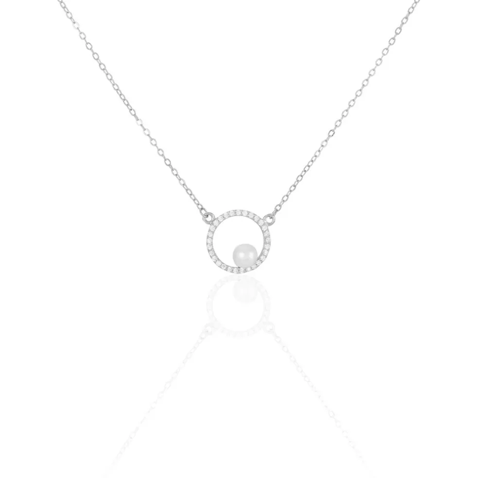 Collier Marthe Argent Blanc Perle De Culture Et Oxyde De Zirconium