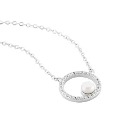 Collier Marthe Argent Blanc Perle De Culture Et Oxyde De Zirconium