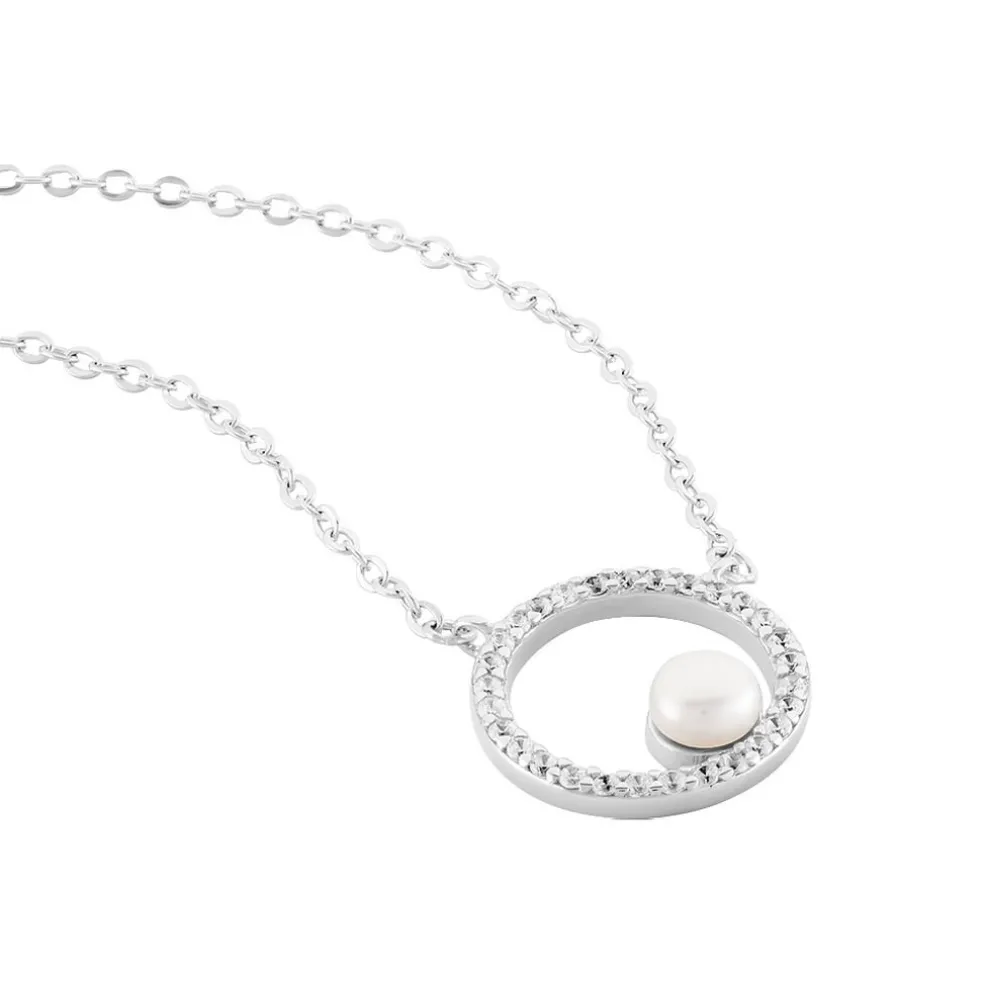 Collier Marthe Argent Blanc Perle De Culture Et Oxyde De Zirconium