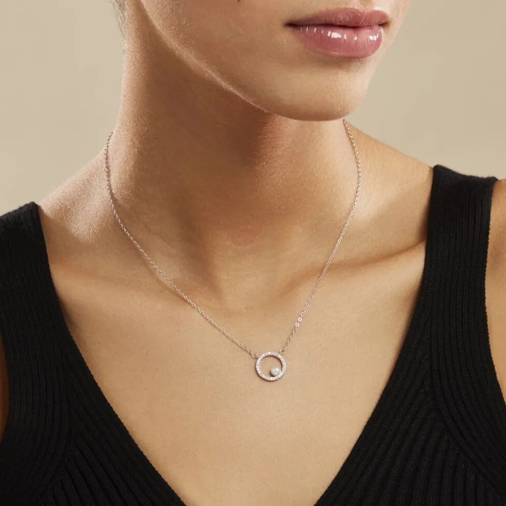 Collier Marthe Argent Blanc Perle De Culture Et Oxyde De Zirconium