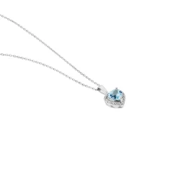 Collier Meliora Or Blanc Topaze Bleu Sky Oxyde De Zirconium