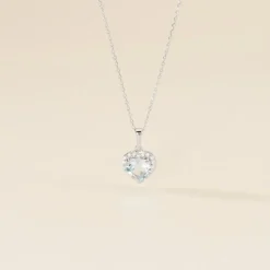 Collier Meliora Or Blanc Topaze Bleu Sky Oxyde De Zirconium
