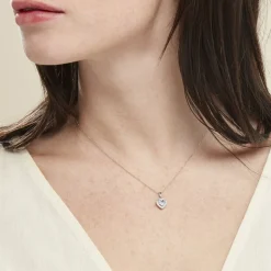 Collier Meliora Or Blanc Topaze Bleu Sky Oxyde De Zirconium