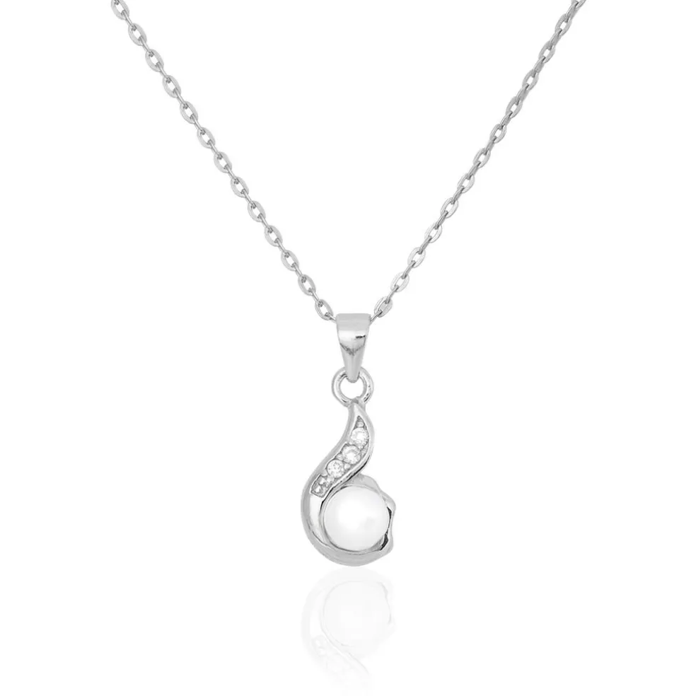 Collier Mellie Argent Blanc Perle De Culture Et Oxyde De Zirconium