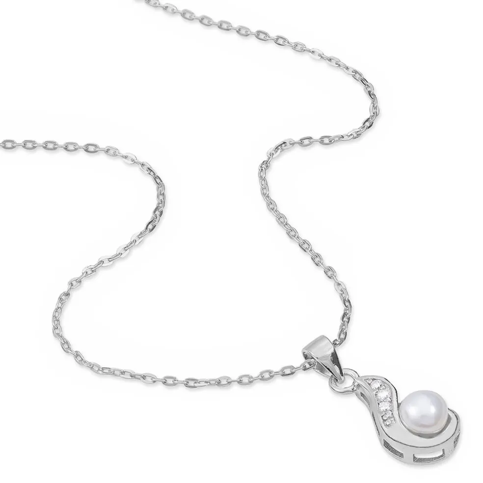 Collier Mellie Argent Blanc Perle De Culture Et Oxyde De Zirconium