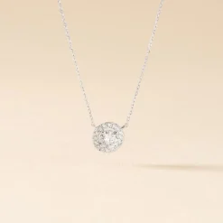 Collier Mentoura Or Blanc Diamant Synthétique