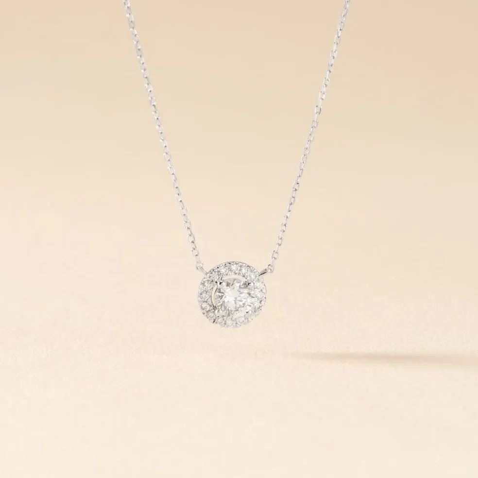 Collier Mentoura Or Blanc Diamant Synthétique