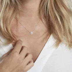 Collier Mentoura Or Blanc Diamant Synthétique
