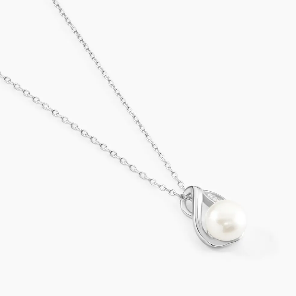 Collier Mesmin Argent Blanc Perle De Culture Et Oxyde De Zirconium