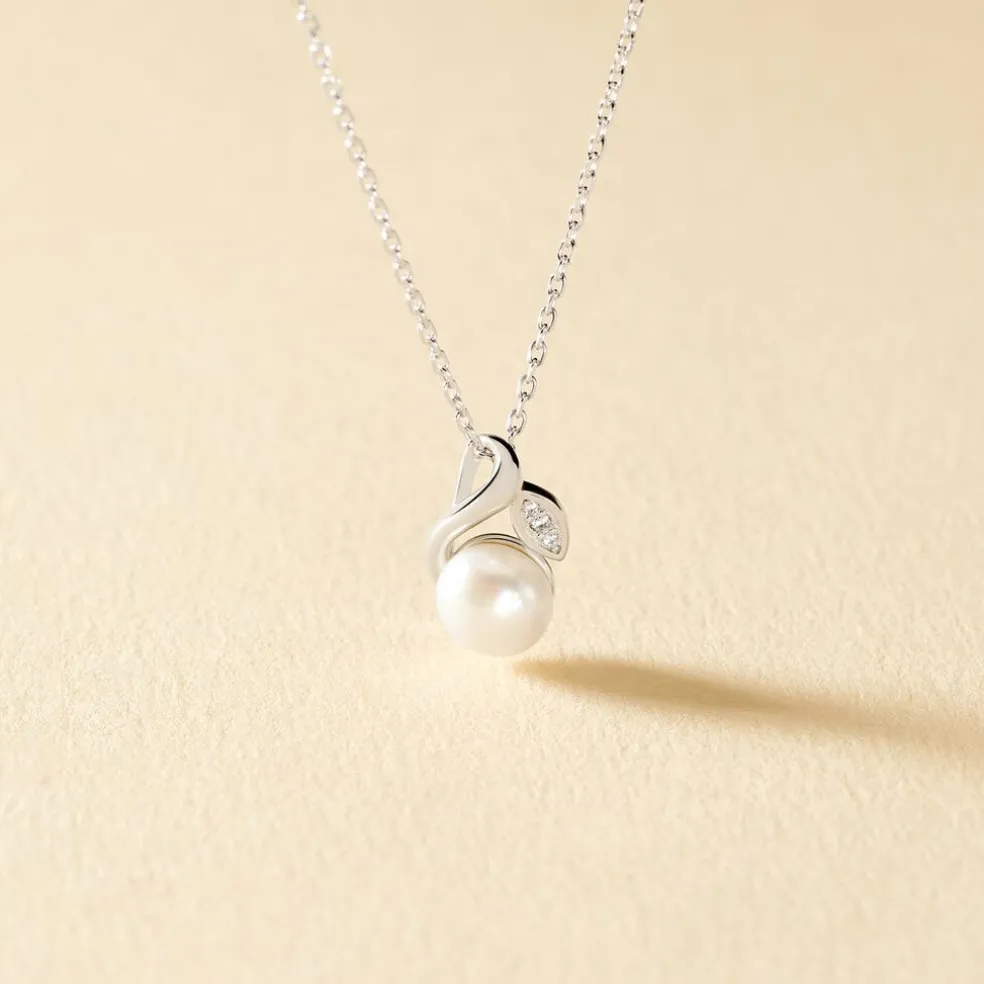 Collier Mesmin Argent Blanc Perle De Culture Et Oxyde De Zirconium