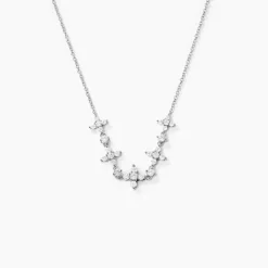Collier Midnight Flower Argent Blanc Oxyde De Zirconium