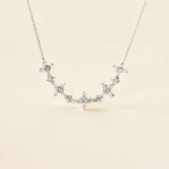 Collier Midnight Flower Argent Blanc Oxyde De Zirconium