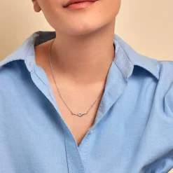 Collier Miline Argent Blanc Oxyde De Zirconium