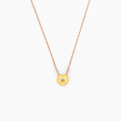 Collier Mimosa Argent Rose Oxyde De Zirconium